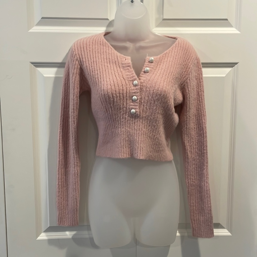 shein Fluffy pink sweater